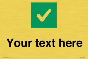 Custom plain background, green square with tick sign